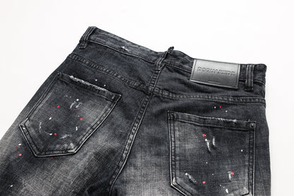 Paint splatter distressed jeans