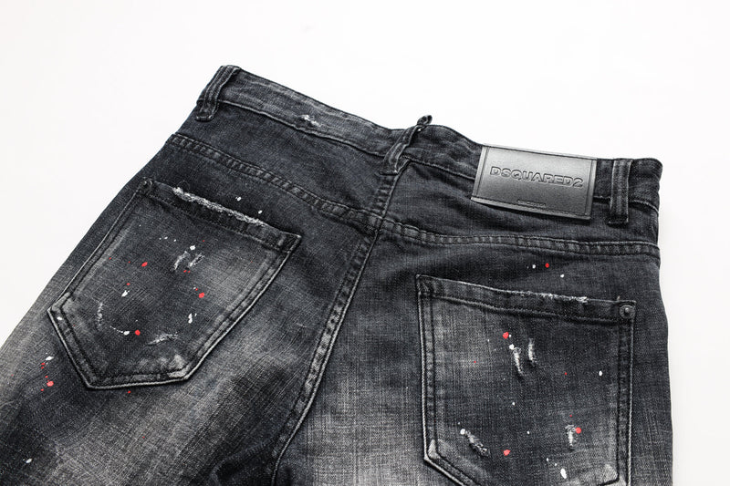 Paint splatter distressed jeans