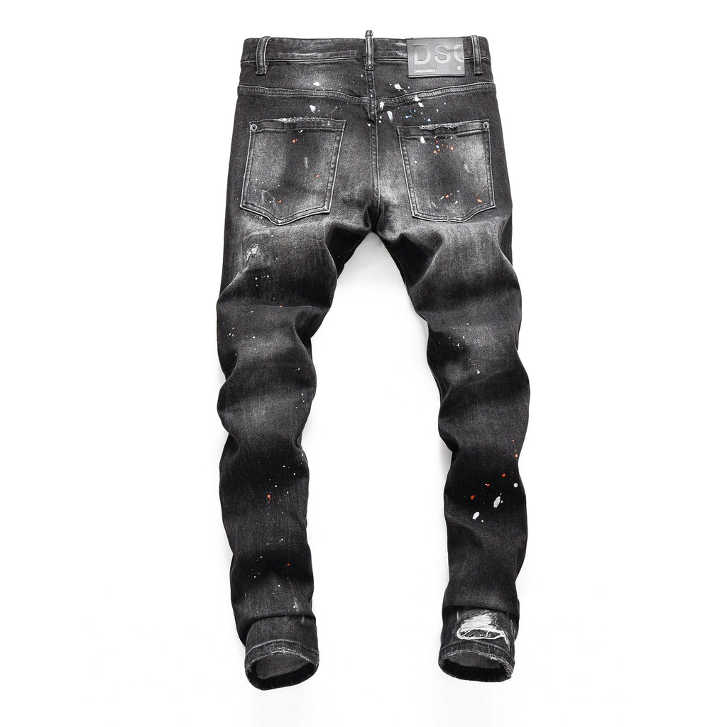 Paint splatter distressed jeans